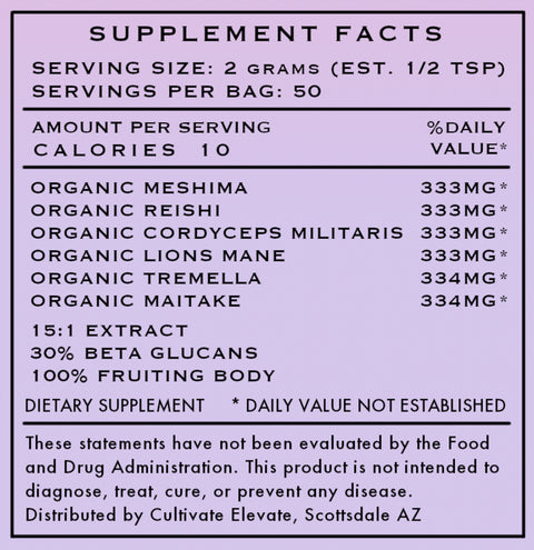 6mix Mushroom Powder - 6 typer funksjonell sopp - 100 gram
