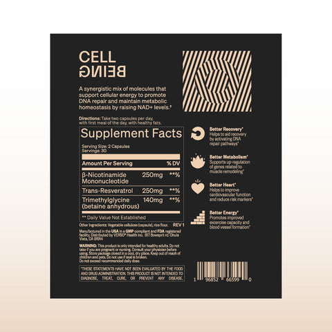 Cell Being - NMN + Trans-Resveratrol + TMG - 30 porsjoner