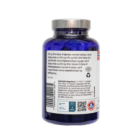 Omega 3 Premium 1000mg med D3 og K2 - 120 kapsler