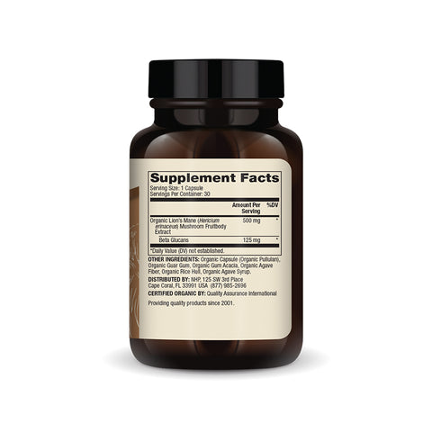 Organic Lion's Mane Mushroom Extract - 30 kapsler