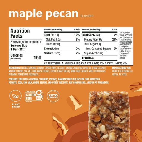 Maple Pecan - Keto Bars - 8 Bars