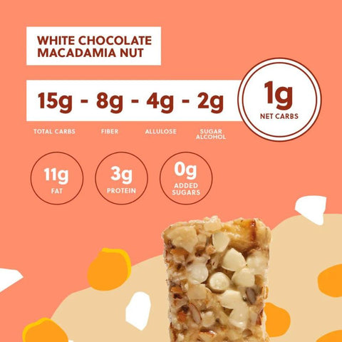 White Chocolate Macadamia - Keto Bars - 8 Barer