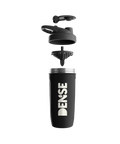 DENSE shaker delt i deler – flaske, lokk og filter