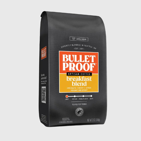 Bulletproof Breakfast Blend kaffe, hele bønner, lys brenning