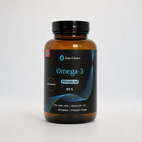 Omega 3 Premium 1000mg med D3, K2 + Astaxanthin - 120 kapsler