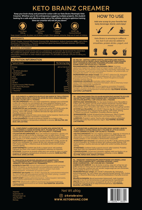Nootropic Creamer med C8 MCT olje - 495g