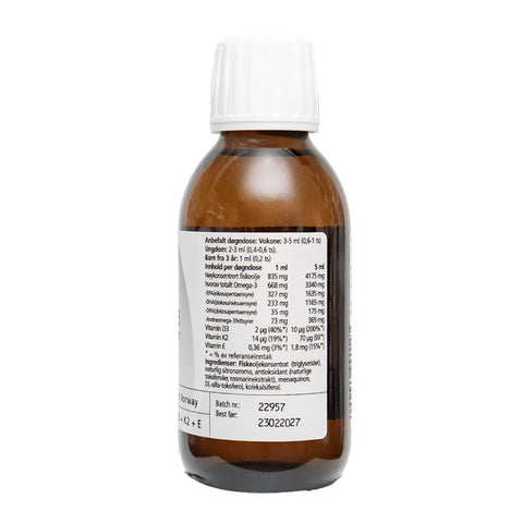 Flytende Høykonsentrert Omega 3 med D3+K2+E - 150ml