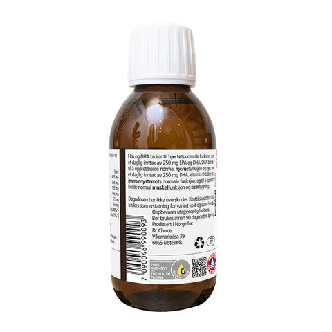 Flytende Høykonsentrert Omega 3 med tilstatt D3 og E - 150ml