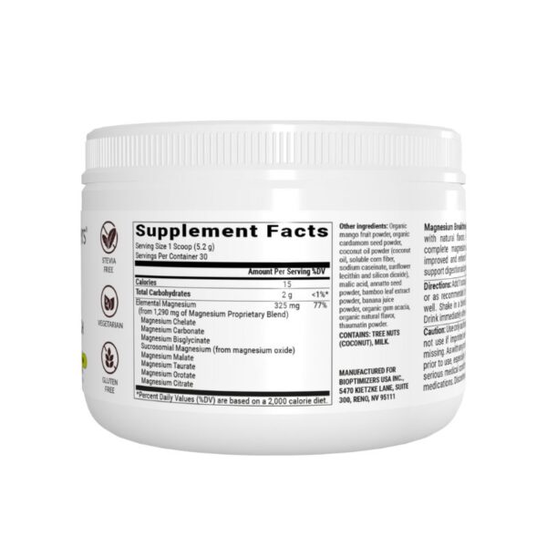 BiOptimizers - Magnesium Breakthrough Drink Mix - Banana Mango Spice - 155g - Image 2