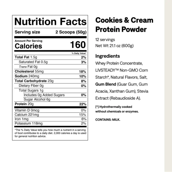UCAN - Energy + Protein Whey Protein - Cookies & Cream - 600g - 12 porsjoner - Image 2