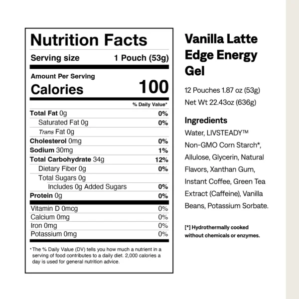 UCAN - Edge Energy Gel - Vanilla Latte + Caffeine - 12 pack - Image 2