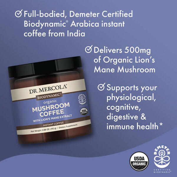 Dr. Mercola - Biodynamic® Organic Mushroom Instant Coffee - 110 gram - Image 4